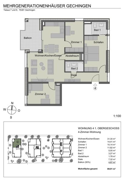 Erstbezug im Neubau einer 4-Zimmer-Wohnung in Gechingen
